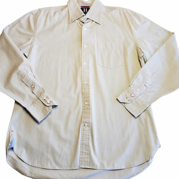 TOMMY HILFIGER SUPER SOFT BEIGE LARGE BUTTON DOWN - Picture 1 of 5